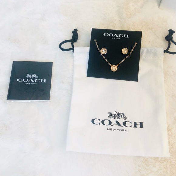 Coach Rose Gold Necklace & Earring Set - Picture 6 of 9